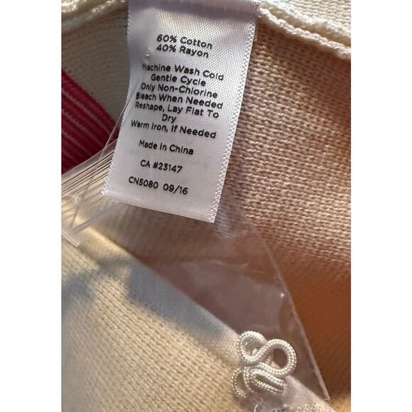 Talbots Striped Knit Preppy Blazer Jacket, Coral, Novy and Ivory, Size XS, NWT - Picture 4 of 6